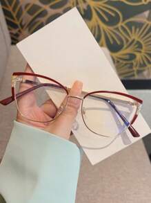 1 件时尚女士猫眼光学眼镜框，非处方眼镜，轻巧多功能，防止视觉疲劳 - 無色 - 查看 11