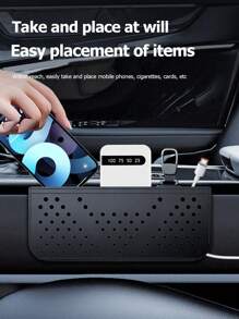 Car Storage Pocket, Adhesive Multi-Function Mesh Net Hanging Bag For Holding Phone & Accessories, Car Interior Organizer - Black - View 3