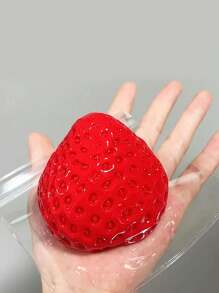 Soft Mushy Squeezable Strawberry Squishie Stress Relief Toy With Solid Snow Texture - Multicolor - View 6