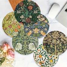 6pcs Sunflower, Mandala Floral Pattern Wooden Coasters, Round Shape, Anti-Slip Tabletop Art Coasters For Adults, Office, Tea House, Home, Crafts & Gifts