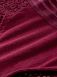 APRSEA Set de 3 bragas de mujer con cintura de encaje semi-transparente, bragas cómodas de talle alto