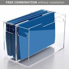 Acrylic Hanging File Organizer, Clear File Crate With Handles, Hanging Folder Holder For Legal Size, Portable File Storage Box For Desk, Home Office, School -1 Pack - Legal - View 6