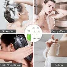 Set de 4 envases de viaje de gran capacidad de 100ml, botellas rellenables a prueba de fugas para cosméticos y productos de cuidado de la piel, con bolsa de almacenamiento - transparente - Ver 6