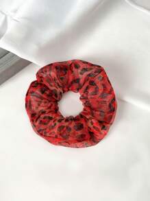 1pc Leopard Print Mesh Hair Scrunchie, Hair Tie, Hair Accessory ,Hair Accessories, Scrunchy Hair Ties