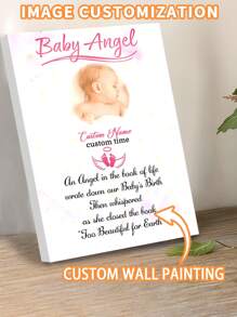 1pc Customized Personalized Baby Wall Art, Angel Baby Wall Art Customization, Custom Wall Art With Your Baby's Photo, Suitable For Baby Nursery Decor, Living Room Accent Wall, Entryway/Hallway Decor, Kitchen Decor, Bathroom Decor - Multicolor - View 6