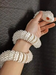 1pc 2025 Snake Year 3D Printed Flexible Snake Model Figurine,Dragon Plush,Toys Adult,Lion Dance Chinese - White - View 1