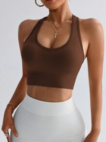 TCVC Women's Seamless Knitted Sexy Bra, Comfortable Skin-Friendly Fabric, Classic Versatile, Can Be Worn Underdress Or Outerwear, Fashionable For Yoga And Workout - Coffee Brown - View 4