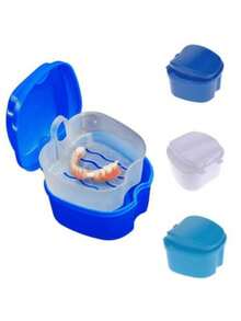 1 pièce Boîte de bain portable pour soins dentaires pour prothèses, nettoyage de fausses dents avec filet d'égouttage suspendu. Boîte de rangement pour le bain des fausses dents, en forme de pomme avec filtre à mailles - support de prothèse transparent et boîte de rangement pour des soins bucco-dentaires faciles