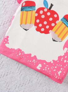 2pcs/Set Girls/Toddlers Casual Outdoor Pencil Print T-Shirt And Flared Pants Set, Summer