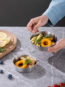 1 Peça, Prato de Molho Chanfrado Duplo Criativo de Aço Inoxidável 304 de 8cm / 10cm / 12cm, Modelo Extra Grosso, Borda Reta Sem Borda Enrolada, Pode Conter Molho para Salada, Ketchup, Também Pode Conter Petiscos e Dim Sum, Molho de Chili Coreano Redondo Comercial Prato de Molho de Sabor de Molho de Soja, Prato de Molho, Kimchi e Prato de Vegetais Frios, Materiais Escolares - Prata - Visão 6