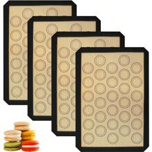 Juego de tapetes de silicona para hornear macarons - 4 paquetes de láminas de hornear reutilizables antiadherentes y resistentes al calor, tapetes de silicona multiusos para hornear, aptos para lavavajillas, ideales para Navidad, Acción de Gracias, Día de San Valentín, Día de la Madre, Día del Trabajo - 16.6x11.6 pulgadas
