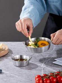 1 Peça, Prato de Molho Chanfrado Duplo Criativo de Aço Inoxidável 304 de 8cm / 10cm / 12cm, Modelo Extra Grosso, Borda Reta Sem Borda Enrolada, Pode Conter Molho para Salada, Ketchup, Também Pode Conter Petiscos e Dim Sum, Molho de Chili Coreano Redondo Comercial Prato de Molho de Sabor de Molho de Soja, Prato de Molho, Kimchi e Prato de Vegetais Frios, Materiais Escolares - Prata - Visão 3