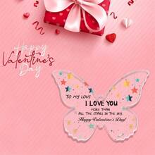 1pc Acrylic Plaque Gift For Her Him Anniversary Day, Butterfly Acrylic Plaque Signs, Wedding Valentine's Day Gift For Girlfriend, Wife, Husband, Boyfriend I Love You More Than All The Stars In The Sky. Happy Valentine's Day!