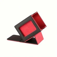 Display Window Premium Magnetic Card Deck Box - 140+ Cards,Secure Showcase For Durable Faux Leather, Ideal For MTG, & Sports Cards - Red - View 1