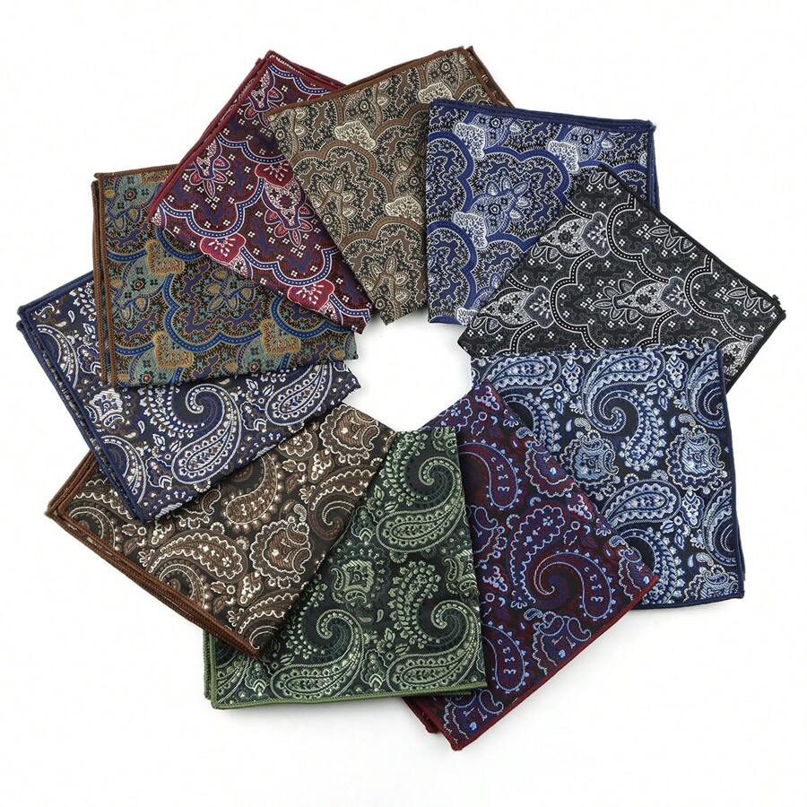 ZONFAZ 1PC Gentlemen's Pocket Square With Paisley Floral Pattern For Men's Suit Pocket And Handkerchief - Multicolor - View 1
