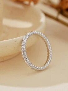 Eleganter, einzigartiger Designer Doppelschicht-Perlenring, minimalistisch, 925er Sterlingsilber-Ring für Frauen, für den täglichen Gebrauch, wasserfest, hochwertig