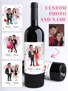 Customized Personalized Wine Bottle Labels, Personalized Face Wine Bottle Labels, Custom Wine Labels, Birthday Wine Labels, Engagement Wine Labels, Birthday Gifts, Personalized Wedding Wine Labels, Wedding Wine Labels, Wedding Gifts, Printed Wedding Gifts, Engagement Gifts,Wedding Essentials - Multicolor - View 2