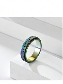 1pc Hollow Star Moon Stainless Steel Exquisite Ring,Special Gifts For Family And Friends