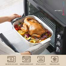 Porcelain Baking Dishes Set Of 3, Durable Casserole Dish Set Lasagna Pan Deep, Ceramic Bakeware Sets With Handles, White