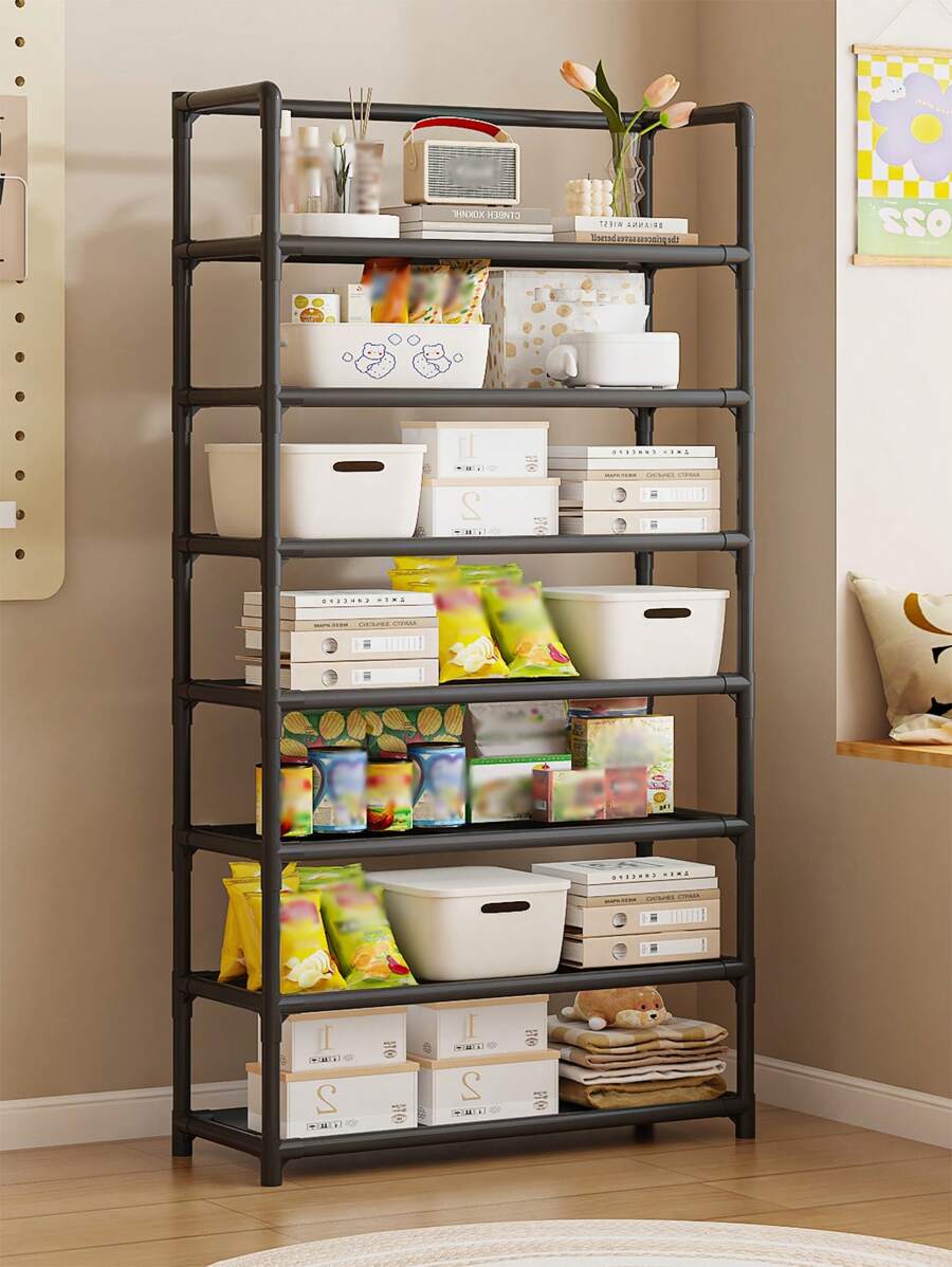 1pc 3-7 Layer Floor Standing Shelf, Storage Rack For Bedroom Living Room To Hold Miscellaneous Items, Snacks, Books, Recommended Shoe Rack, Bedroom Decor - 彩色 - 查看 1