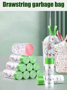 2 件/4 件可爱塑料垃圾袋，家用，可爱兔子和熊印花，加厚，大号，带抽绳