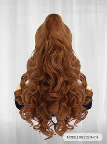 Perruque longue ondulée auburn avec queue de cheval mi-relevée pour femmes - cheveux synthétiques résistants à la chaleur de couleur brun rougeâtre naturel, perruque de princesse pour cosplay, vagues volumineuses avec raie au milieu, design de queue de cheval amovible, look réaliste, bonnet doux et respirant, facile à porter et à recoiffer, parfait pour les fêtes, les costumes de vacances, le port quotidien, les soirées à thème, les mariages, un excellent cadeau pour les femmes - Tabac - Voir 7