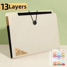Carpeta de archivos A4, bolsa de almacenamiento de 5/8/13 capas, organizador de escritorio para pruebas, papelería escolar, suministros de oficina - blanco-5 capas - Ver 9