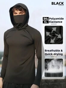 3件装男士运动连帽长袖压缩衫，适合跑步、骑行、健身、户外休闲运动，春季运动必备 - 彩色 - 查看 5
