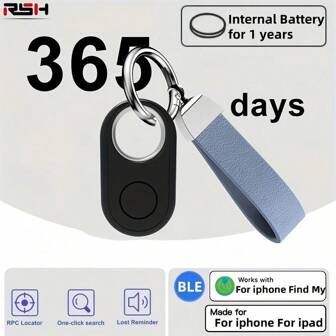 RSH 适用于Airtag智能标签的智能追踪器，可在“查找我的物品”功能中使用（不适用于安卓系统），可进行全球物品追踪和定位，适用于钥匙、行李、背包、钱包、自行车等（不适用于安卓系统）。