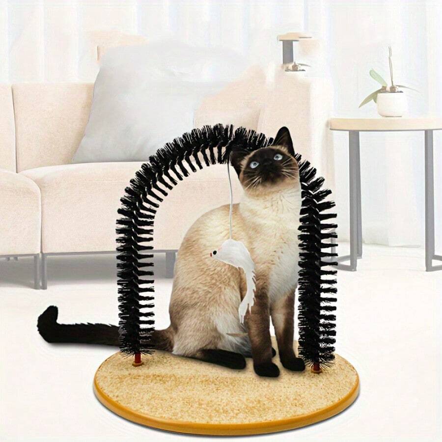 Latest Cat Arch Self Grooming And Massage Toy, Multifunctional Cat Hair Brush Cat Scratching Toy For Cats Kittens Interactive Supply - 紅白色 - 查看 1