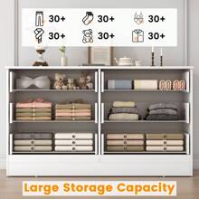 Winkalon 6 Drawer White Double Dresser, Wood Storage Cabinet With Easy Pull Out Handles For Living Room,Chest Of Drawers For Bedroom - 棕色 - 查看 9