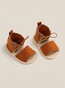 婴儿男童女童夏季凉鞋派对婚纱平底鞋新生儿婴儿鞋初学步鞋学步鞋0-18个月 - 棕色 - 查看 14