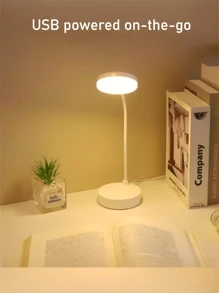 1 pieza Lámpara de escritorio LED redonda con protección ocular, carga USB, ajuste de 3 colores, plegable y portátil para estudiantes, adecuada para dormitorio, estudio, dormitorio universitario, iluminación de oficina