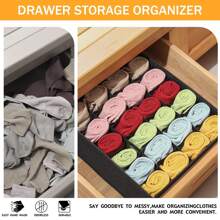 1PC Socks And Underwear Storage Box- Black 24-Grid Fabric Drawer Organizer Set For Socks And Underwear, Collapsible Closet Storage Box With Multiple Compartments, Space-Saving Organizer Bins For Dressers And Wardrobes, Non-Woven Fabric With Sturdy Cardboard Insert, Perfect For Organizing Bras, Underpants, Socks, And Scarves, Storage Boxes With Individual Slots. Bedroom, Organizer, Home Storage, White T Shirt Women, Black Pants Women, Ladies Winter Clothes, Dress,