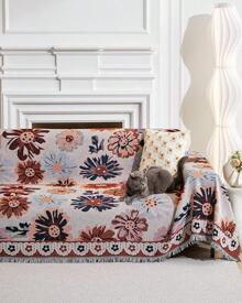 Loveseat Cover Sheet Blanket, Cotton Woven Reversible Anti Slip Cushion Covers 2 Seater Couches With Armrest, Living Room Furniture Decor Slipcovers Protector Pets - 夏天 - 查看 5