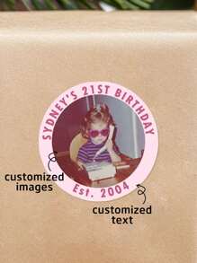 4*4cm 100 Pieces Custom 21st Day Photo Stickers, 21st Birthday Stickers, Personalized Birthday Party Stickers, Baby Shower, Single Girl, Bach Trip, Multi-Functional, Ornamental, Reusable, Modern, Colorful, Cute, Vintage, Cartoon, Kawaii, Funny, Workers, Clients, For Business/Work/Office, For School, School Supplies, Back To School, School Supplies, Middle School Students, High School Senior High School Students, College Students, University Students, Freshman, Sophomore, Underclassmen