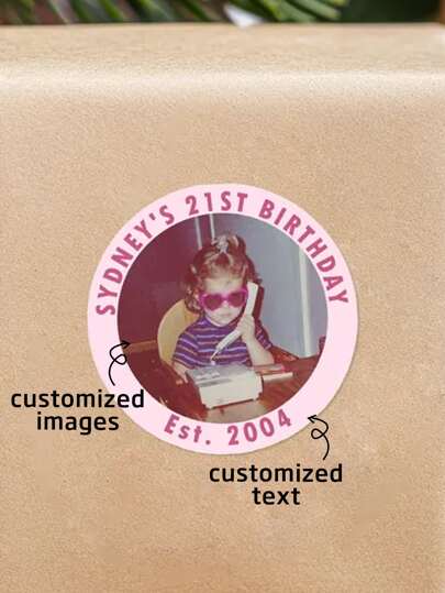 4*4cm 100 Pieces Custom 21st Day Photo Stickers, 21st Birthday Stickers, Personalized Birthday Party Stickers, Baby Shower, Single Girl, Bach Trip, Multi-Functional, Ornamental, Reusable, Modern, Colorful, Cute, Vintage, Cartoon, Kawaii, Funny, Workers, Clients, For Business/Work/Office, For School, School Supplies, Back To School, School Supplies, Middle School Students, High School Senior High School Students, College Students, University Students, Freshman, Sophomore, Underclassmen