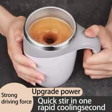 Taza de mezcla eléctrica automática inteligente de acero inoxidable, taza de café con rotación magnética que se revuelve sola para café y leche - Blanco - Ver 1