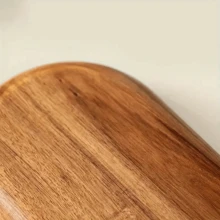 1 pieza Bandeja de madera de acacia, bandeja de desayuno, bandeja de madera maciza, bandeja multiusos para aperitivos, tartas, pan, aperitivos, frutas, té, fiestas, para servir platos, aperitivos, bebidas, sushi, bistec, pizza, postres, pasteles y pan, bandeja de café, platillo, artículos de cocina para el hogar, hermosos regalos para familiares y amigos