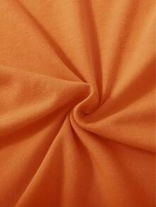 大码夏季女式字母花卉印花 T 恤 - 橘色 - 查看 5