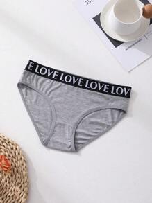 6 piezas de bragas de mujer con cintura baja, sin costuras, con estampado de letras LOVE, ropa interior cómoda y transpirable para deportes