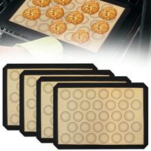 Juego de tapetes de silicona para hornear macarons - 4 paquetes de láminas de hornear reutilizables antiadherentes y resistentes al calor, tapetes de silicona multiusos para hornear, aptos para lavavajillas, ideales para Navidad, Acción de Gracias, Día de San Valentín, Día de la Madre, Día del Trabajo - 16.6x11.6 pulgadas