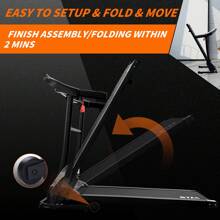 Hydraulic Folding Treadmill For Home/Office 12 Preset Programmes Easy Assembly 16 KM/H, 3 Levels Of Adjustable Incline - Black - View 3
