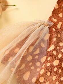 2 piezas de mono de reno para niña, sin mangas, con cuello halter, de tul y diadema de astas, disfraz de cosplay - Caqui - Ver 6