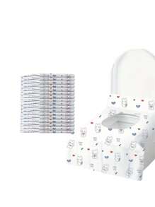 5个一次性马桶套，双层加厚印花，旅行酒店独立包装，无纺布马桶座套，防水一次性马桶套，卫生实用，适合青少年和成人 - 防水，强力粘合，便携式旅行马桶座保护套，易于清洁，独立包装浴室装饰秋季装饰