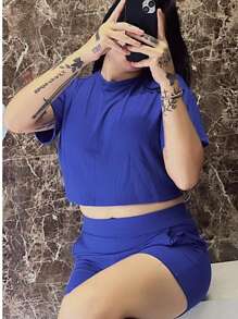 Women Two-Piece Outfits - 寶藍色 - 查看 3