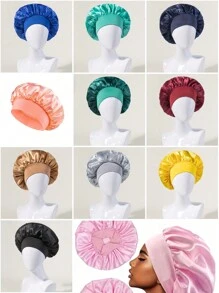 女士丝绸睡眠头带，缎面头带双层双色可调节发帽，缎面内衬卷发夜间睡眠帽，丝绸睡帽 - 自然卷发女士睡帽返校 - 彩色 - 查看 7