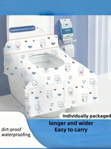 5个一次性马桶套，双层加厚印花，旅行酒店独立包装，无纺布马桶座套，防水一次性马桶套，卫生实用，适合青少年和成人 - 防水，强力粘合，便携式旅行马桶座保护套，易于清洁，独立包装浴室装饰秋季装饰