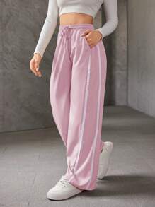 Women's Casual Elastic Trousers, Thin Ice Silk Breathable Loose Trousers - 粉色 - 查看 4