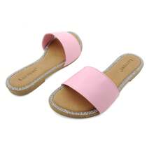 Women's Metallic Comfort Flat Sandals With Rhinestone Trim: Stylish Design, Non-Slip Rubber Sole, Latex Insole For Comfort, Perfect For Parties, Gatherings, Casual Wear, Vacations, And Beach Days - Hồng - Xem 4